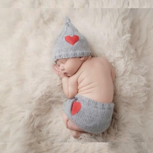 Newborn Baby Photo Shoot Props Girl Boy Crochet Knit Hat Costume Stripe Hat Pants Overalls Photography Props