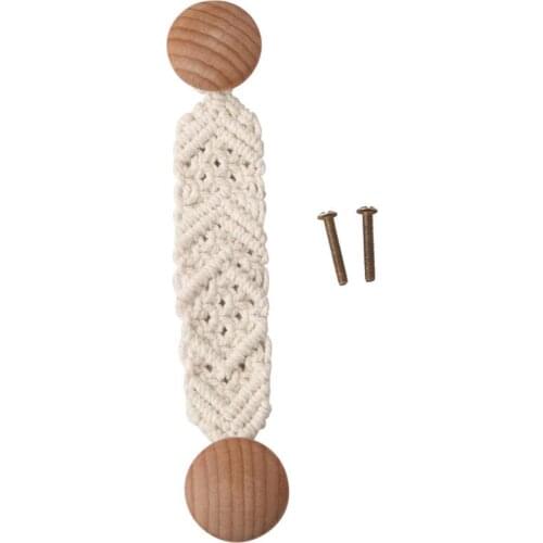 Bohemian Door Handle Hand-Woven Drawer Closet Cotton Beech Kapok Rope Homestay Hotel Decoration