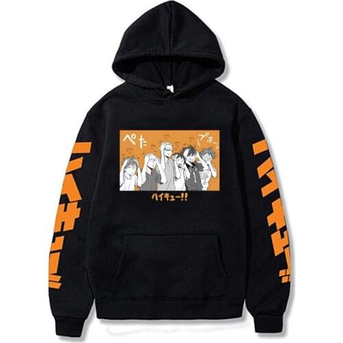 Harajuku Anime Haikyuu Hoodies Unisex Karasuno High School Volleyball Club Streetwear Fashion Oversize Winter Sweatshirt Hoodie