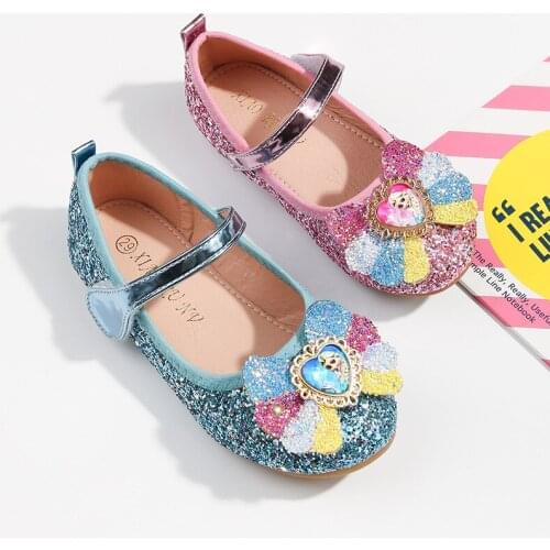 Disney sequins girls princess shoes baby girls spring new childrens frozen elsa crystal flat casual shoes