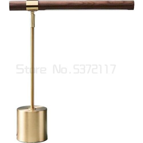 Italian wood grain copper desk lamp northern Europe simple bedroom bedside lamp desk soft model room hotel desk lamp