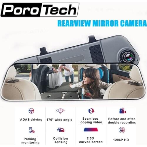 Mirror Dash Camera Dual lens Camera Recorder 5inch Touch Screen Front Rear View HD Camera G-Sensor Night Vision Parking Monitor