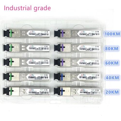 SC SFP Fiber optic module Industrial grade -40~+80 Celsius 1.25G20/40/60/80/100KM 1310/1490/1550nm compatible optical module