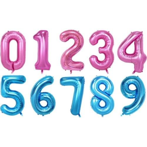 32 inch digital balloon blue pink 0-9 digital balloon free combination birthday party decoration aluminum foil balloon