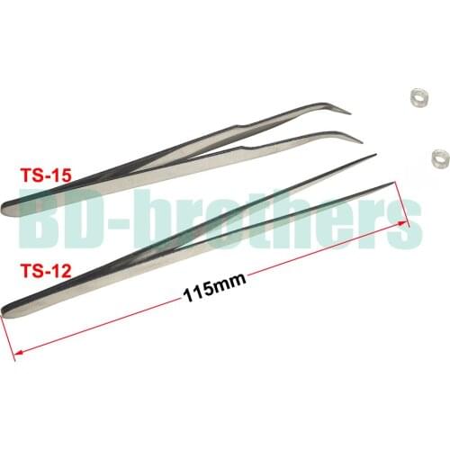115mm Without Package TS12 Straight Head / TS15 Curved Head Tweezers Nipper for Phone Repairment DIY Repair Tools 2000pcs/lot