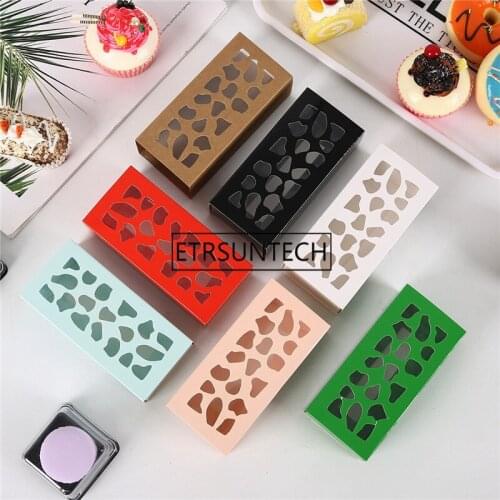 200pcs/lot 7 Colors Hollow Macarons Box Cookie Package Baking Cake Box for Chocolate Muffin Biscuits Luxury Wedding Party Decor