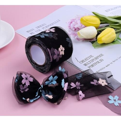 25Yards/roll 6CM Rainbow Sakura Offset Printing Tulle Roll Organza Baby Shower Party Supplies DIY Hair Bows Handmade Materials