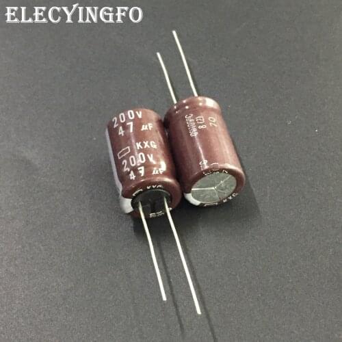 5pcs/50pcs 47uF 200V47uf NCC KXG Series 12.5x20mm Long Life High reliability 200V47uF Aluminum Electrolytic Capacitor