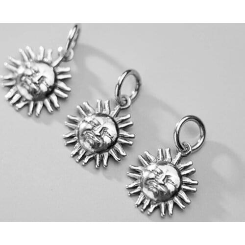 925 Sterling Silver Vintage Handcraft Sun Dangle Charms DIY Jewelry Accessories Femme Homme Fashion Thai Silver Pendants Gift
