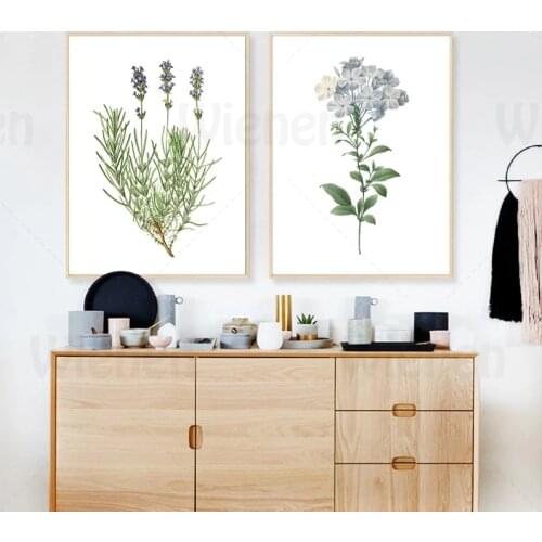 Watercolor Painting Wall Art Lavender Violet Flower Herbal Plant Decor Poster Canvas Painting Elegant Hanging Mural Living Room