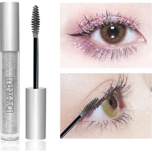 Diamond Glitter Mascara Waterproof Long Lasting Not Blooming Natural Extension Curling Thick Quick Dry Glitter Eyelashes Mascara