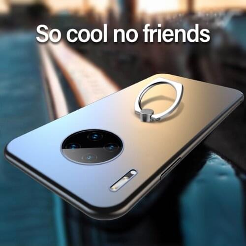 Ultra-thin Metal Ring Bracket Matte PC Phone Case For Huawei Mate 30 20 P40 P30 P20 Lite Honor 10 9 Pro Protection Cover Coque