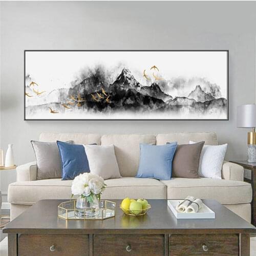 Chinese Style Black and White Waterproof Canvas Painting Bedrom&Living room Decoration,Decorative Wall Pictures Canvas Prints