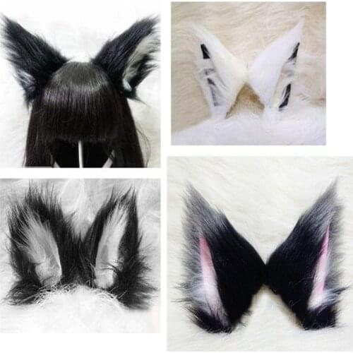 Lolita Anime Cosplay Long Fur Fox Ears Hair Clip Party Neko Cat Ear Party Christmas Headband Up Set Women Girls Party Props