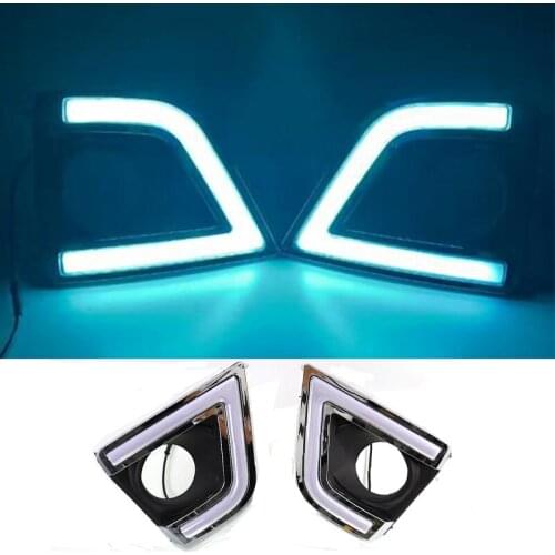 For Toyota Corolla 2014 -2016 LED DRL Daytime Driving Running Lights Daylight Waterproof Fog Head Lamp With Turn Yellow Signal