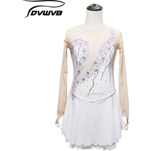 Dvwvb Figure Skating Dress Customized Competition Ice Skating Skirt for Girl Women Kids Performance Gymnastics ClassyA6