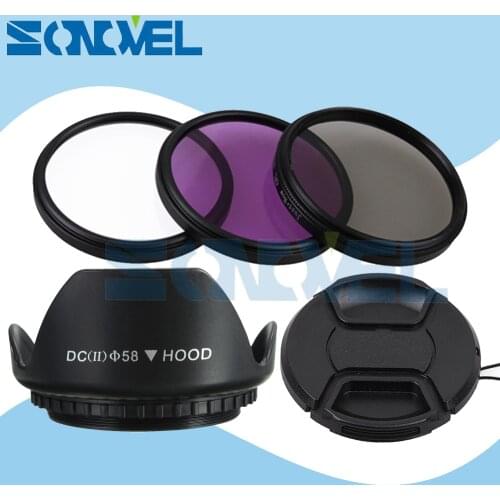 58mm UV CPL FLD Lens Filter+Lens Cap+Flower Lens Hood For Fuji Fujifilm X-E2 X-E1 X-Pro1/2 X-M1 X-A2 X-A1 X-T1 X100T XC 16-50mm