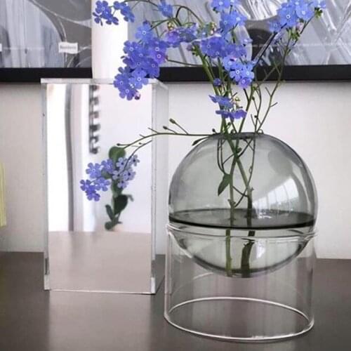 Hot Nordic Glass Transparent Vase Living Room Flower Arrangement Hydroponic Spherical Decoration Creative Minimalist Desktop