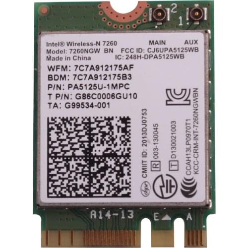 Card for Intel Wireless-N 7260NGW BN M.2 NGFF 300M bluetooth BT4.0 WIFI Card