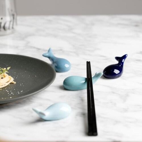 Whale Ceramic Chopsticks Holder Miniatures Spoon Fork Holder Home Hotel Ceramics Cute Kitchen Tableware 1PC