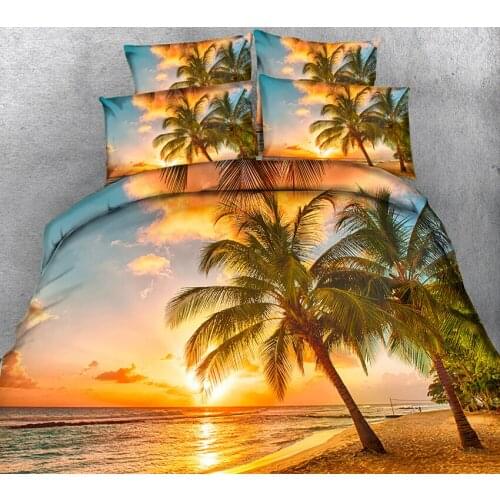Fashion 3D bedding set twin full queen size Bed/flat Sheet Linen set Duvet Quilt Cover Pillowcase Huangdao seashore decorate