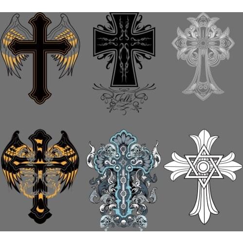 Cool Exquisite Cross Pattern On Clothes Applique Decor Patches for Clothing DIY T-shirt Iron On Transfers Thermal Stickers