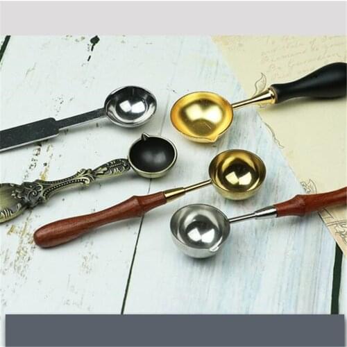 1pcs Stainless Steel Spoon Wood Handle Length Hight Quality for Wax Seal Ancient Sealing Wax Tablet Pill Beads Wax Seal Stamp