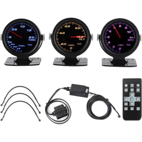60mm Touching 17 Color OBD2 3 Gauges Combo Set Turbo Boost + EGT +Oil Pressure Gauge Car Accessories