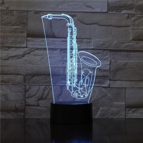 Saxphone Desk Lamp 3D LED Night Lamp Sax Musical Instrument Antique Industrial Table Lamp Restaurant Coffee Shop Decorative1792