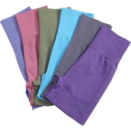 Solid High Waist Yoga Sport Shorts Women Gym Fitness Push Up Seamless Leggings Running Workout Training Short pants Bottoms