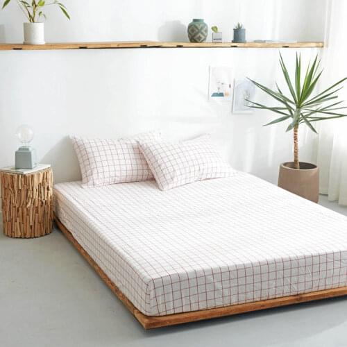 100% Cotton Fitted Bedsheet &Flat Sheet Elastic Rubber 1000TC Soft and Breathable Washed Cotton Fabric