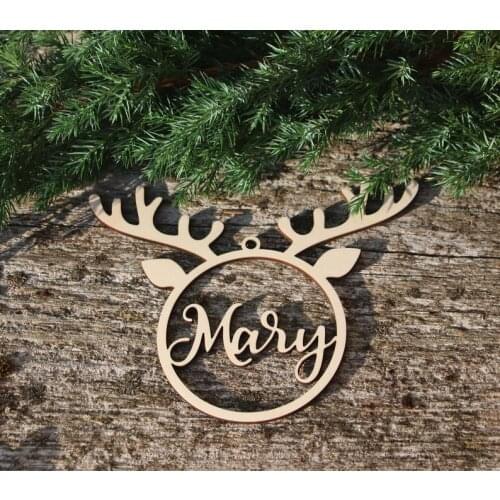Reindeer Christmas ornament Reindeer Christmas decor Wood reindeer Christmas Tree ornament Custom reindeer gift tag Wooden reind