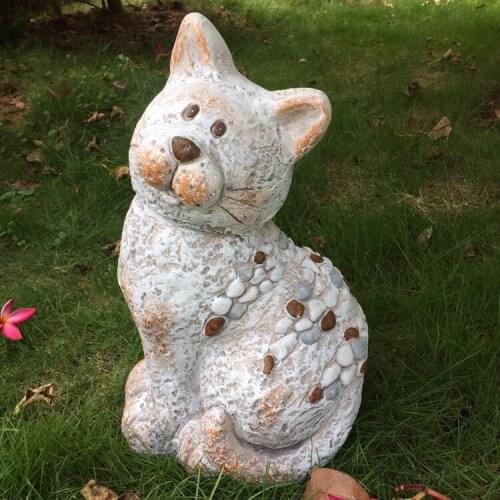 Outdoor Gardening Animal Sculpture Cement Dog Cat Ornaments Villa Courtyard Furnishings Crafts Park Balcony Figurines Decoration