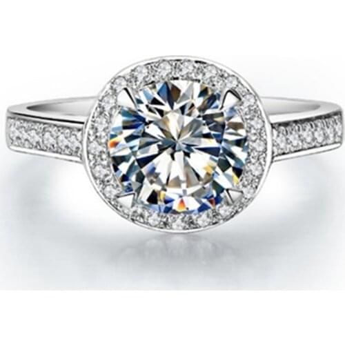 Test Positive 1CT 6.5MM G-H Round Cut C&C Moissanite Ring 925 Sterling Silver Ring White Gold Color Wedding Jewelry