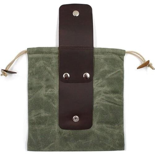 Outdoor Picking Foraging Fruit Mounting System Hanging Waist Camping Tool Leather And Canvas Waterproof Storage Metal Snaps Bag