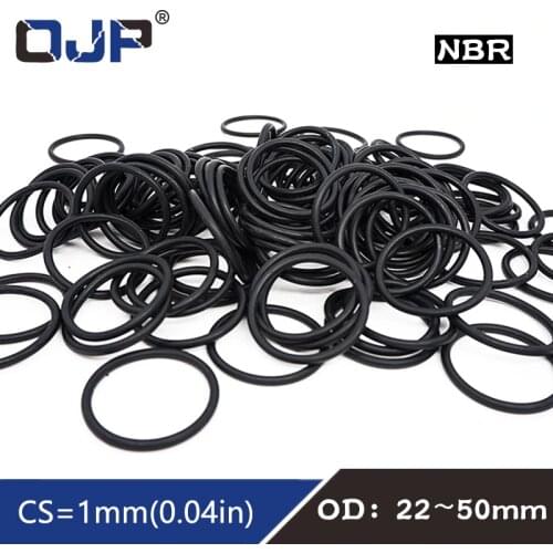20PCS/lot Rubber Ring NBR Sealing O-Ring Nitrile CS1mm OD22/23/24/25/26/27/28/30/35/40/50mm O Ring Seal Oil Ring Gasket Washer
