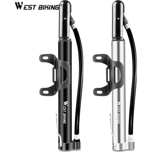 WEST BIKING Bicycle Air Pump Mini Floor Pump Tire Inflator Bike Pump Aluminum Alloy AV/FV Valve MTB Road Cycling for Ball 120psi