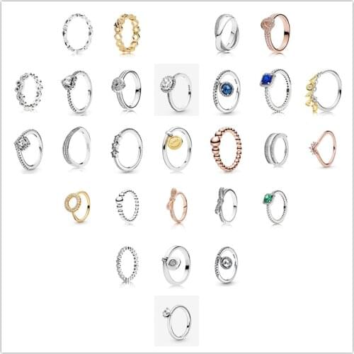 925 Sterling Silver Pandora Ring Sparkling Red Heart With Crystal Rings For Women Wedding Party Jewelry