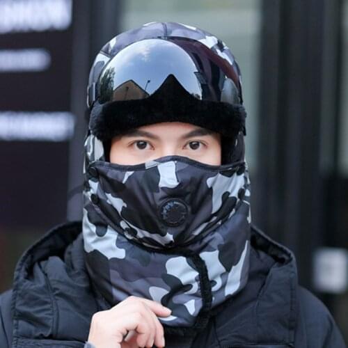 Winter Bomber Hats Plush Earflap Russian Ushanka with Goggles Men Womens Trapper Aviator Pilot Hat Faux Leather Fur Snow Caps