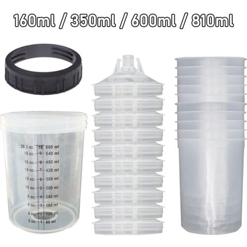 10Pcs Spray Gun Paint Mixing Cup PPS Type H/O Quick Cup Spray Gun Tank PPS Tank 160ML/350ML/600ML/810ML PPS Disposable Paint Cup