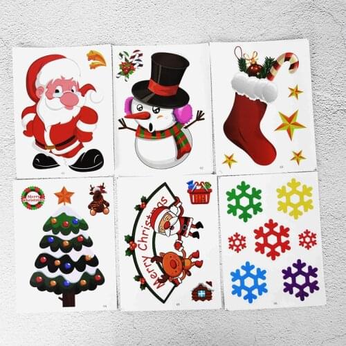 5pc Merry Christmas Santa Claus Elk Christmas Stickers Home Decoration New Year Waterproof Glass Stickers Home Window Decoration