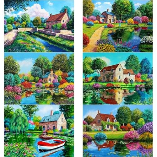 5D DIY Diamond Painting Color Tree Pictures Diamond Embroidery Scenery Lake Rhinestones Crafts Full Square Round Home Decor Gift