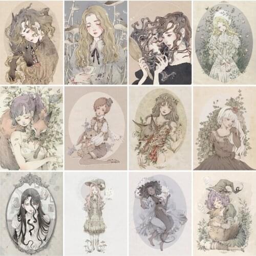 Diy Diamond Painting Custom Figure Painting Animation Wolf Cute Girl Round Diamond Full Diamond Cross Stitc Mosaic Home Decora