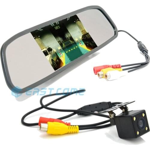 Auto Parking Assistance System 2 in 1 4.3 Digital TFT LCD Mirror Car Parking Monitor +170 Degrees Night Version Rear view Camera