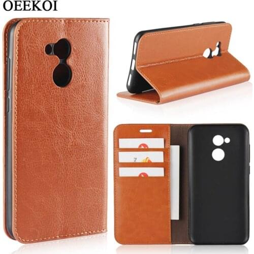 OEEKOI Crazy Horse Genuine Leather Wallet Flip Case for Honor 6A/Honor V9/Honor 9/Honor V10/Honor V9 Play/Honor Play