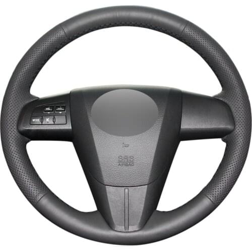 Black Artificial Leather No-slip Car Steering Wheel Cover for Mazda 3 Axela Mazda 5 Mazda 6 CX-7 CX-9 MAZDASPEED3 (US) 2010-2013
