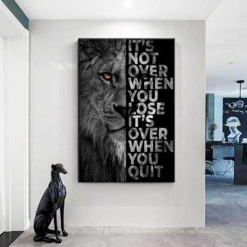 Wild Lion Letter Motivational Quote Art Posters and Prints on Canvas Painting Decorative Wall Art Picture for Office Home Decor