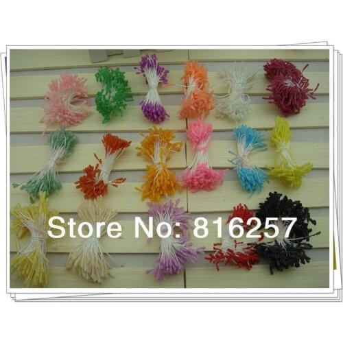 Double Tips 17Colors Glass Flower Stamen DIY Flower Accessories Stocking Flower Craft Material Fascinator Headwear 1800Piece/lot