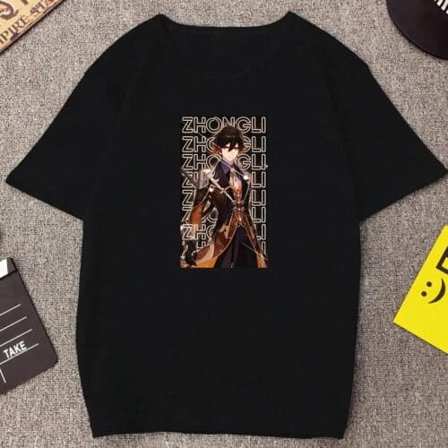 Genshin Impact Graphic T Shirts Action Role-playing Game Zhongli Homme Tshirt Fashion Cartoon Camisetas Harajuku Hip Hop Tee