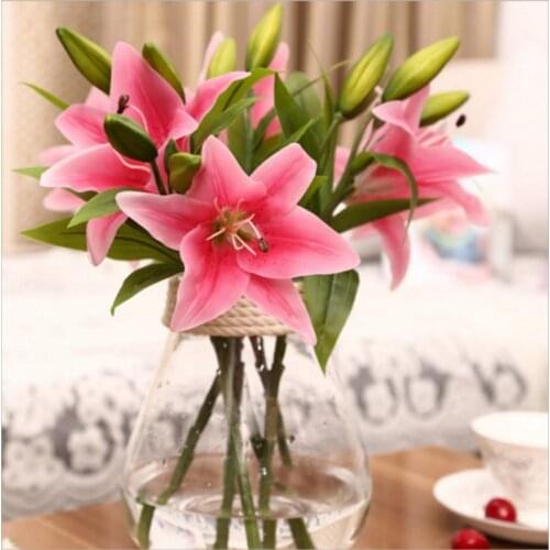 High Grade Simulation Flower Mini Lily Hand Feeling Lily Home Decoration Festival Party Decoration Craft Flower